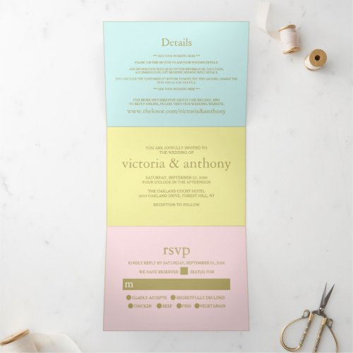 Modern Pastel Colors Wedding Suite Tri_Fold Invitation