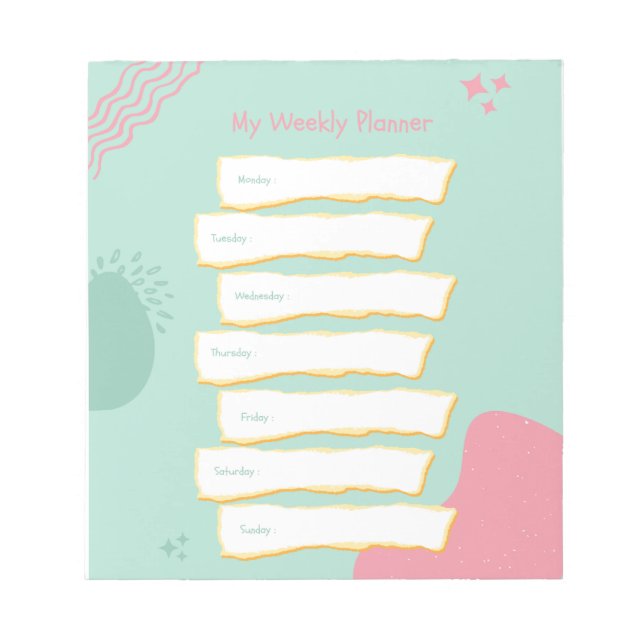 Modern Pastel Colors Weekly Planner Notepad (Front)