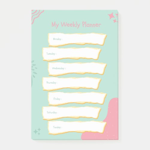 Modern Pastel Colors Weekly Planner Post_it Notes