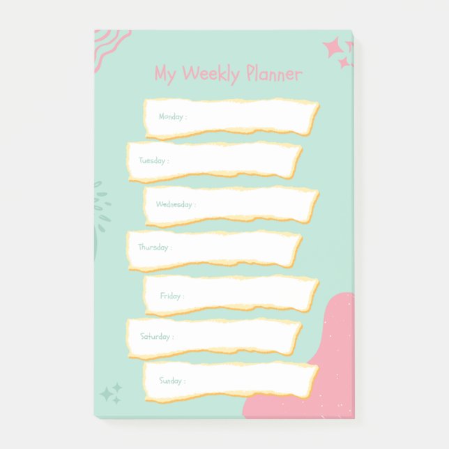 Modern Pastel Colors Weekly Planner Post-it Notes (Front)