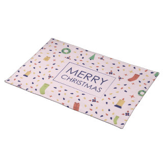 Modern Pastel Confetti Christmas Table Placemat