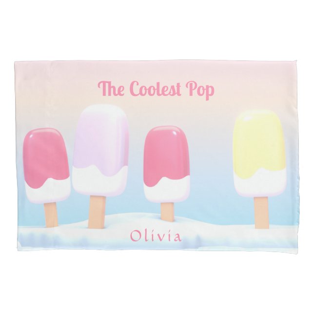 Modern Pastel Coolest Pop Popsicle Personalized Pillow Case (Front)