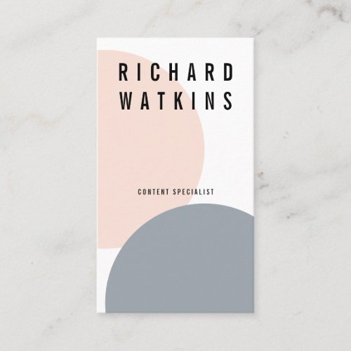 Modern pastel coral gray geometric color block business card