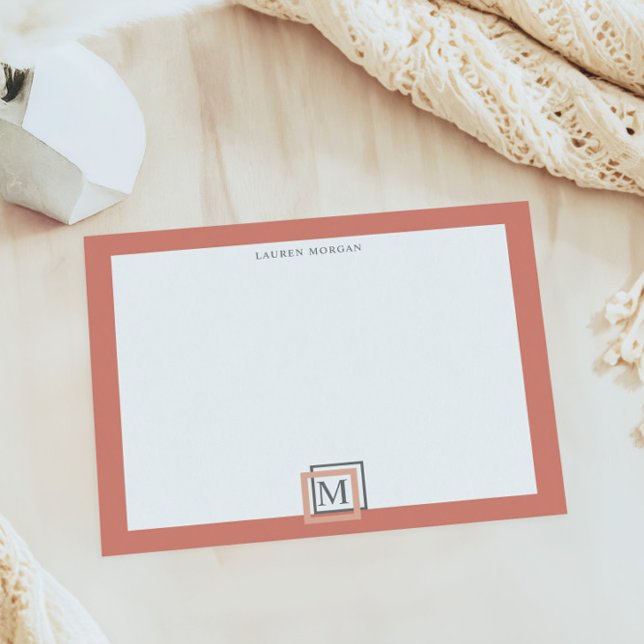 Modern Pastel Coral Monogram Personalized Notepad (Creator Uploaded)