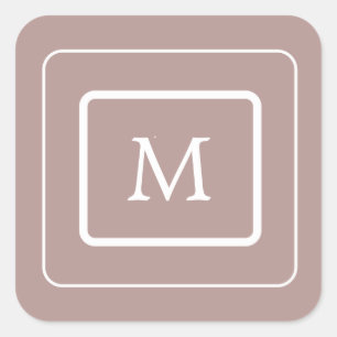 modern pastel dark blush monogram square sticker