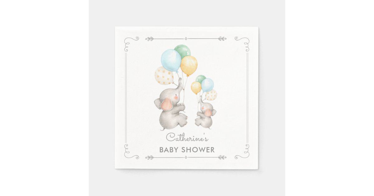 Modern Pastel Elephant Paper Napkin Baby Shower Zazzle Com