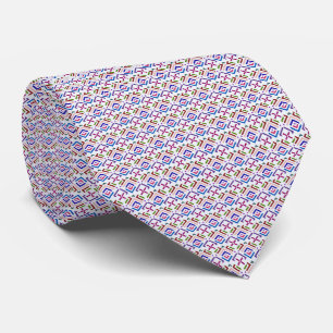 Modern Pastel Ethnic Geometric Diamond Pattern Neck Tie