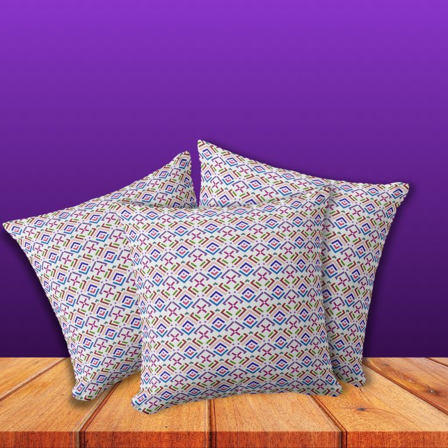 Modern Pastel Ethnic Geometric Diamond Pattern Throw Pillow (Creator Uploaded)