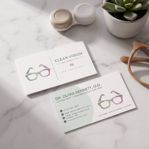 Modern Pastel Eyeglasses Optometrist Business Card