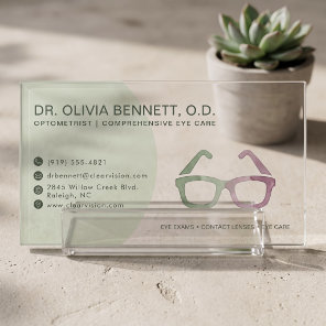 Modern Pastel Eyeglasses Optometrist Clear Business Cards