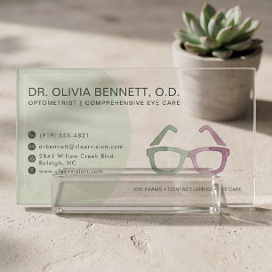Modern Pastel Eyeglasses Optometrist Clear Business Cards