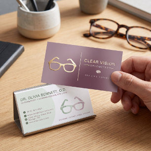 Modern Pastel Eyeglasses Optometrist Foil Business Cards