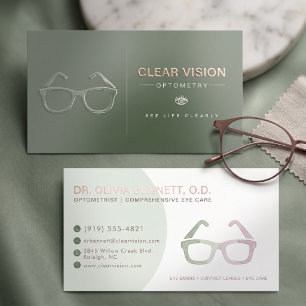 Modern Pastel Eyeglasses Optometrist Foil Spot Gloss Business Cards