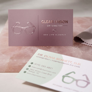 Modern Pastel Eyeglasses Optometrist Foil Spot Gloss Business Cards