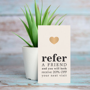 Modern Pastel Faux Gold Heart Salon  Referral Card