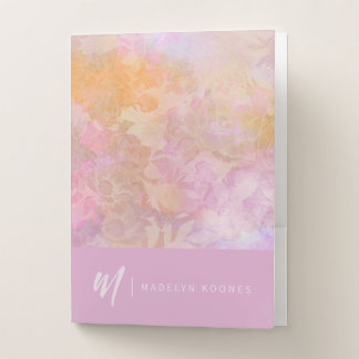 Modern Pastel Floral Pattern Monogram Pocket Folder