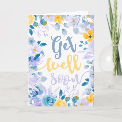 Modern pastel floral watercolor get well soon card