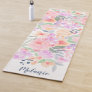 Modern pastel floral watercolor name monogram yoga mat