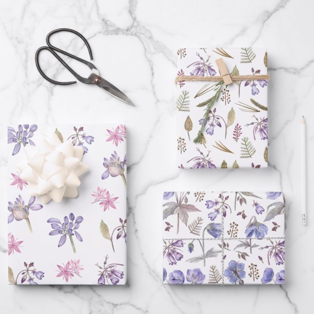 Modern Pastel Flowers Garden Baby Shower Party Wrapping Paper Sheets (Front)