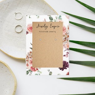 Modern Pastel Flowers & Kraft  Business Card