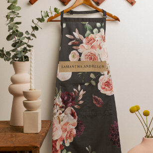Modern Pastel Flowers & Kraft Personalized Gift Apron