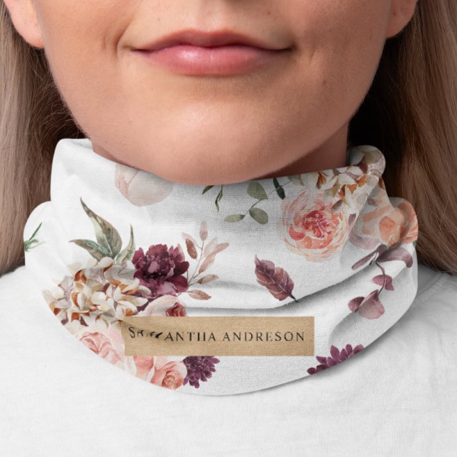 Modern Pastel Flowers & Kraft Personalized Gift Bandana (Creator Uploaded)