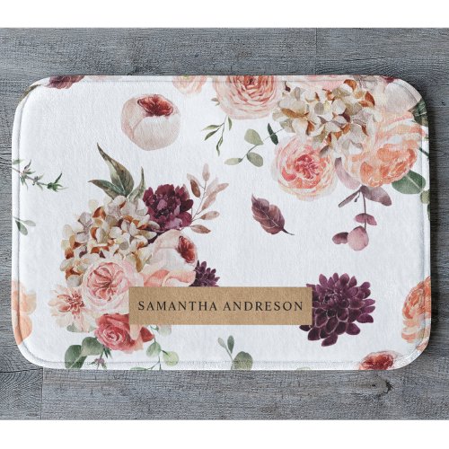 Modern Pastel Flowers  Kraft Personalized Gift Bath Mat