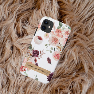 Modern Pastel Flowers & Kraft Personalized Gift iPhone 11 Case