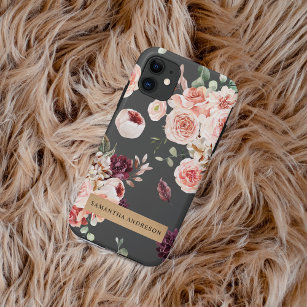 Modern Pastel Flowers & Kraft Personalized Gift iPhone 11 Case