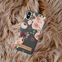 Modern Pastel Flowers &amp; Kraft Personalized Gift iPhone XS Case