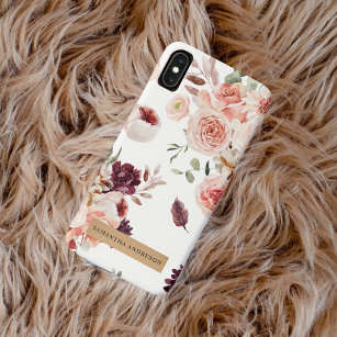 Modern Pastel Flowers & Kraft Personalized Gift iPhone 12 Pro Case