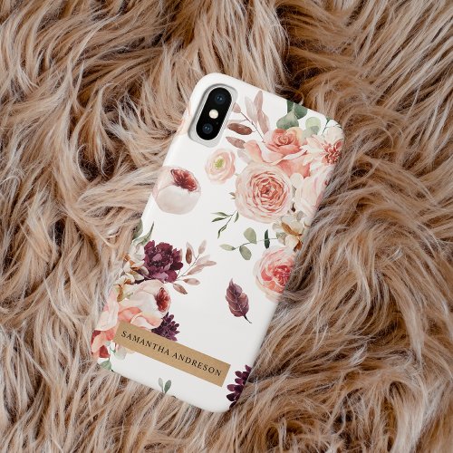 Modern Pastel Flowers  Kraft Personalized Gift iPhone XS Case