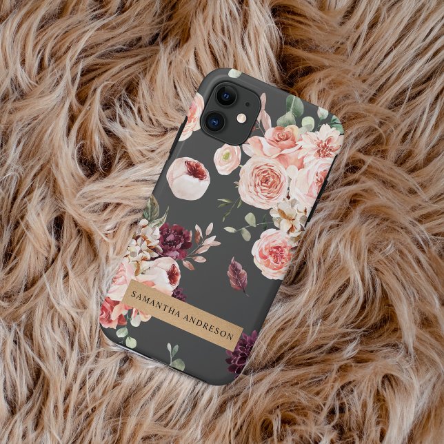 Modern Pastel Flowers & Kraft Personalized Gift Case-Mate iPhone Case (Creator Uploaded)