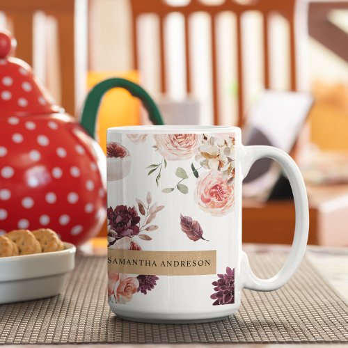 Modern Pastel Flowers  Kraft Personalized Gift Coffee Mug