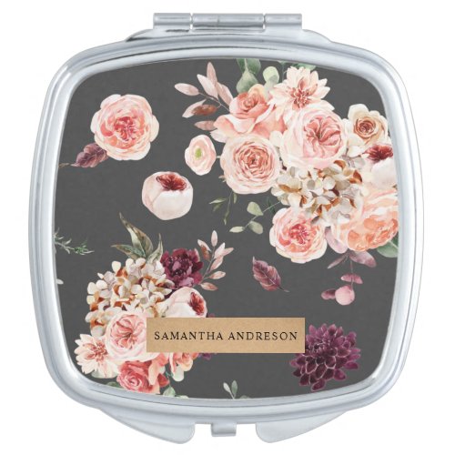 Modern Pastel Flowers  Kraft Personalized Gift Compact Mirror