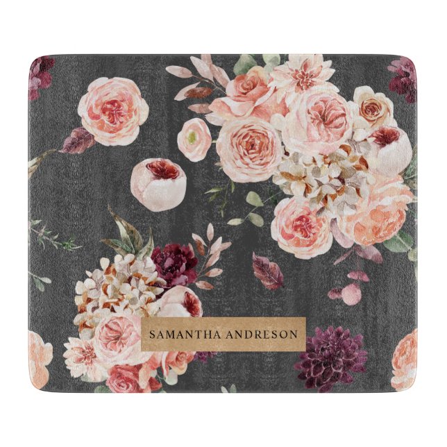 Discover Modern Pastel Flowers & Kraft Personalized Gift Cutting Board
