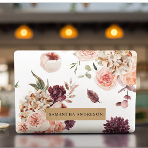 Modern Pastel Flowers & Kraft Personalized Gift HP Laptop Skin