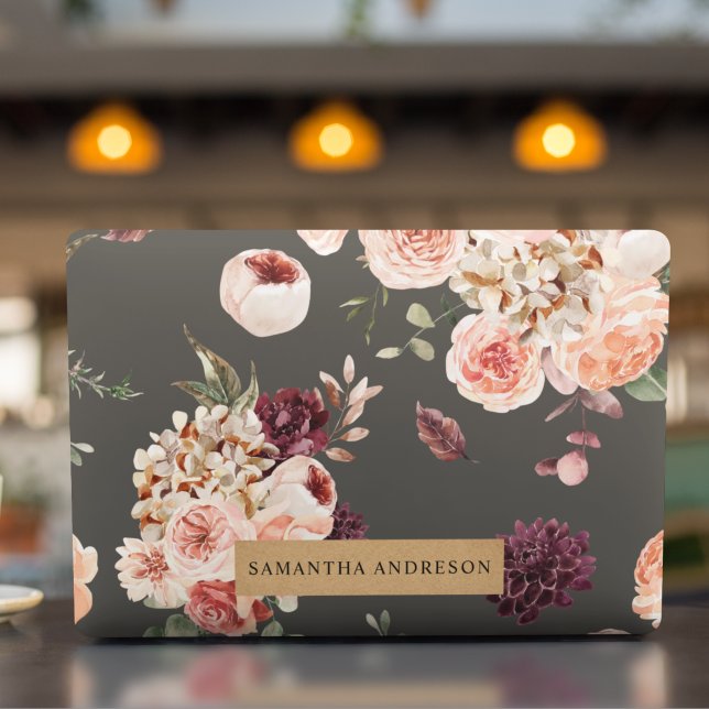 Modern Pastel Flowers & Kraft Personalized Gift HP Laptop Skin