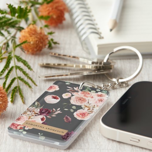 Modern Pastel Flowers  Kraft Personalized Gift Keychain