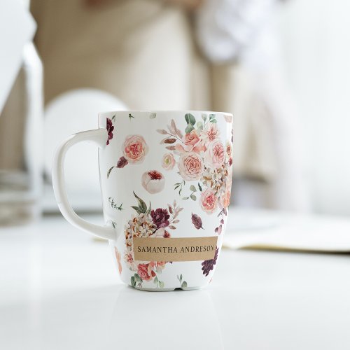 Modern Pastel Flowers  Kraft Personalized Gift Latte Mug