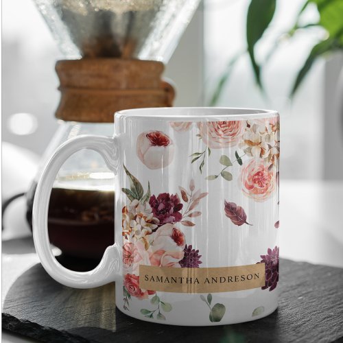 Modern Pastel Flowers  Kraft Personalized Gift Mug