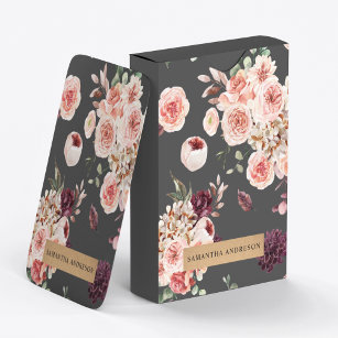 Modern Pastel Flowers & Kraft Personalized Gift Playing Cards
