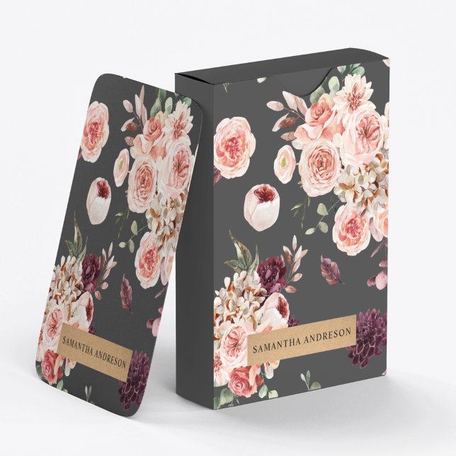 Modern Pastel Flowers & Kraft Personalized Gift Poker Cards (Creator Uploaded)