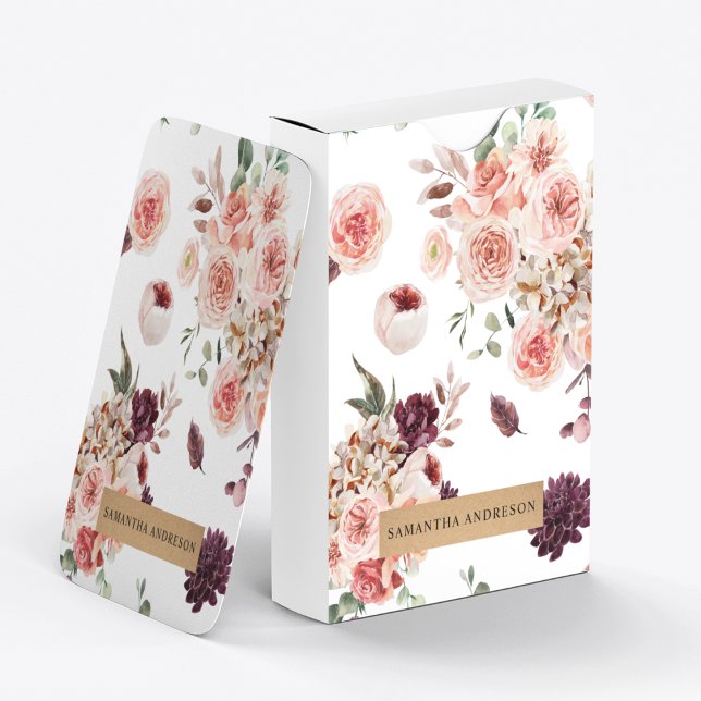 Modern Pastel Flowers & Kraft Personalized Gift Poker Cards (Creator Uploaded)