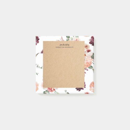 Modern Pastel Flowers  Kraft Personalized Gift Post_it Notes