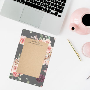 Modern Pastel Flowers & Kraft Personalized Gift Post-it Notes