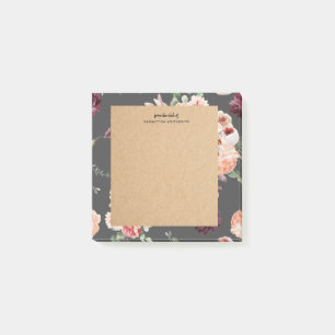 Modern Pastel Flowers & Kraft Personalized Gift Post-it Notes