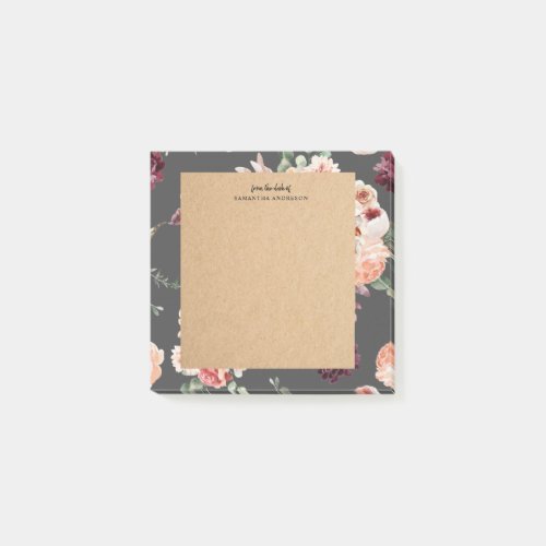 Modern Pastel Flowers  Kraft Personalized Gift Post_it Notes