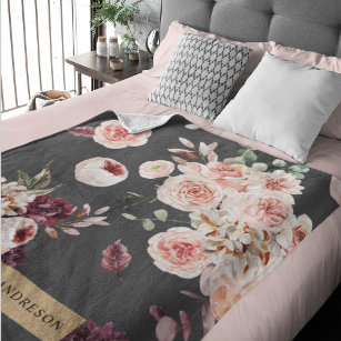 Modern Pastel Flowers & Kraft Personalized Gift Sherpa Blanket
