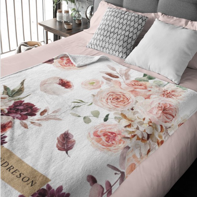 Modern Pastel Flowers & Kraft Personalized Gift Sherpa Blanket (Creator Uploaded)
